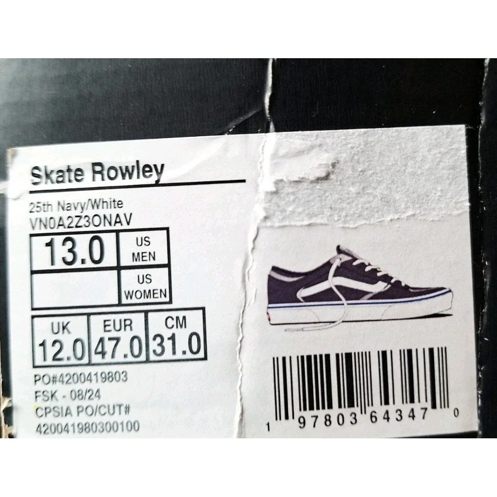 Vans Skate Rowley 25th Anniversary Navy White Men's Sz 13 Retro Shoes 2024 Lx
